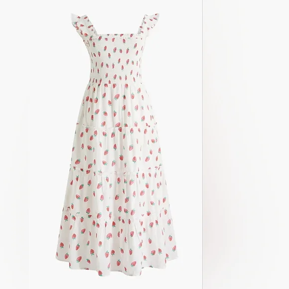 J.Crew Women Smocked Tiered Dress Size M - Picture 8 of 8